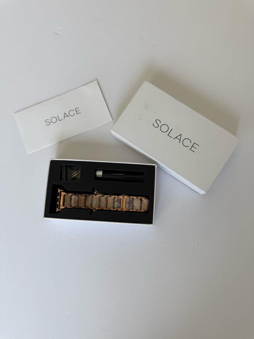 Solace Rose Gold Link Watch Band - Stone Inlay